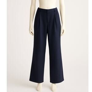 Free People Bond Low Rise Pinstripe Trousers Navy Size 12 NWOT